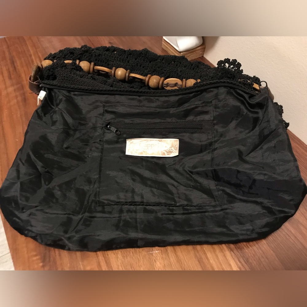 Cappelli crochet hand bag in black - Picture 8 of 13